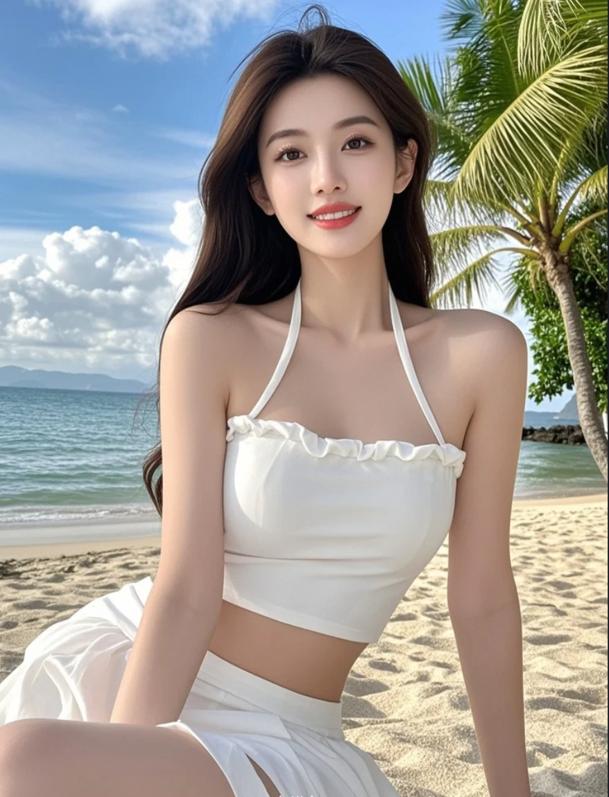 沙滩上的风吹得我发型都乱了，心也跟着飞了