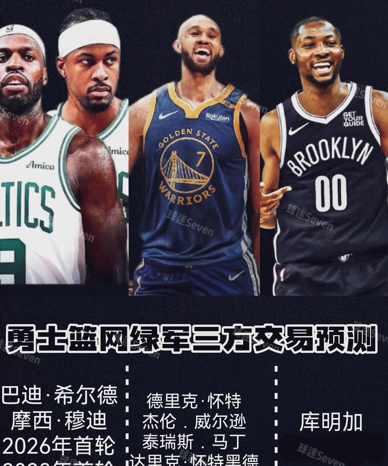 各取所需！勇士篮网绿军三方交易方案出炉！
在绿军被爆出怀特也可被交易之后，其瞬间