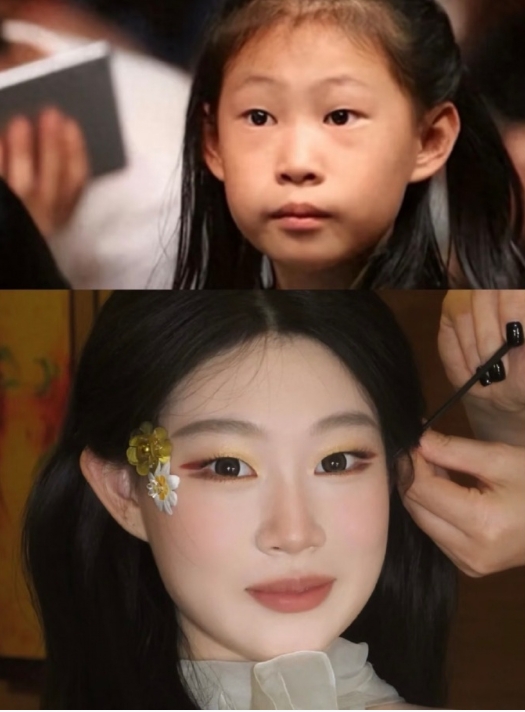 沈佳润 到底是哪里变了？眉眼吗？
感觉她眼睛变大了…感觉眼神里的稚气退去了，有了