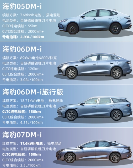 随着海豹06DM-i旅行版的上市，比亚迪混动家族已经集齐了4只小海豹啦！除了相似