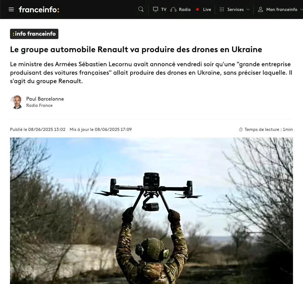 法国广播电台 France Info 援引消息人士报道称：法国汽车集团雷诺（Re