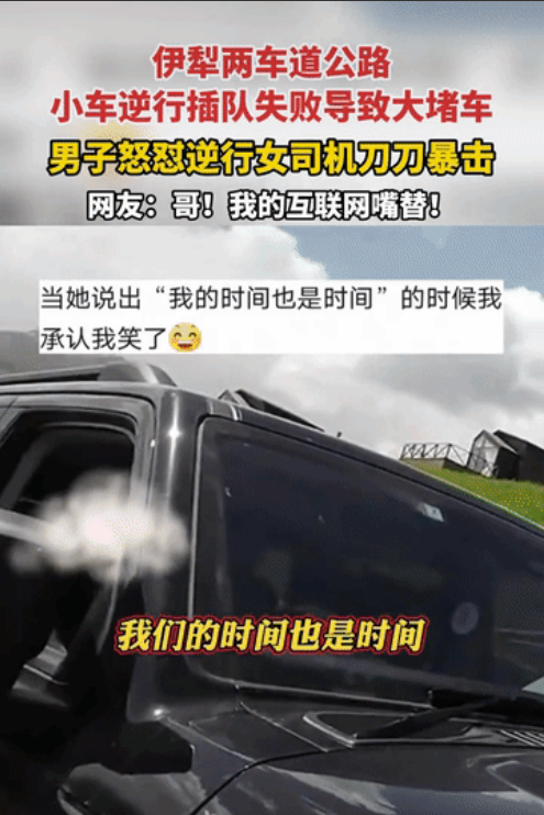 利己主义体现的淋漓尽致！近日，新疆伊犁，一名女子开着豪车逆行插队逆，但由于技术又
