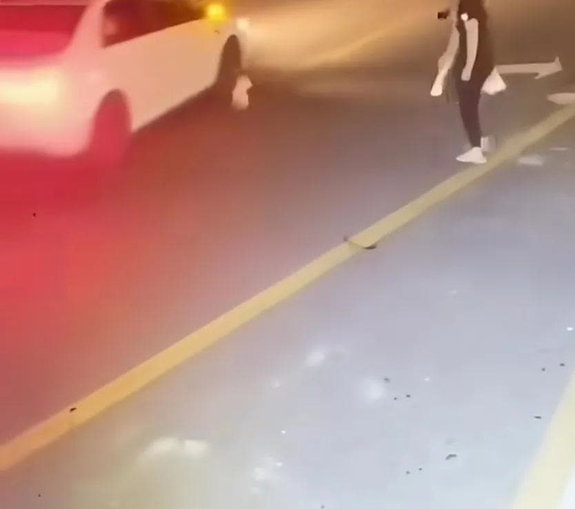 男子在机动车道遛狗且不牵绳，致使小狗被汽车轧到。车主停车后，男子未作声，车主以为
