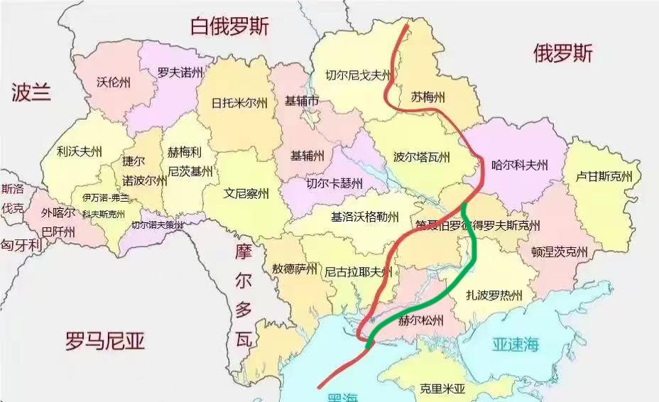 猜一下俄乌最终边界在哪里？有网友画了一条红线，他认为大俄可能打到这条红线胃口就差