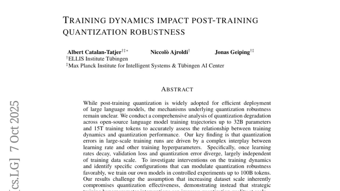 ELLIS研究院：AI模型训练中的"隐藏开关"让量化压缩效果天差地别