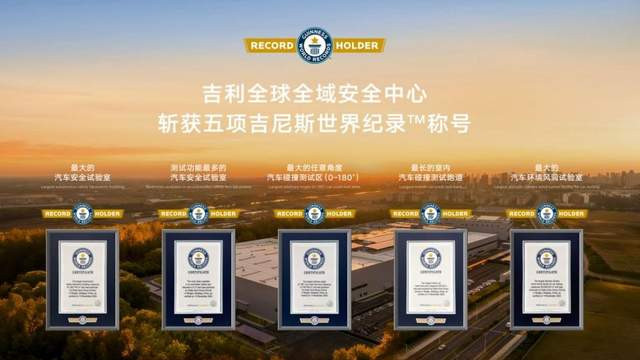 五项吉尼斯纪录！吉利发布全球最大安全中心，李书福称五星只是起点