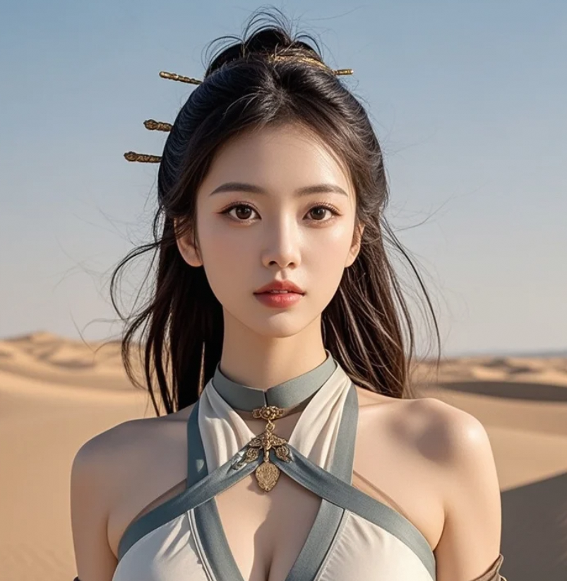 她的眼神温柔又带点小撩人