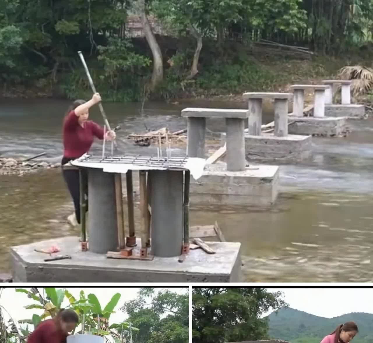为了方便村民出行，女子利用所学知识自建一座水泥桥，但是没有相关审批，拍完视频是不