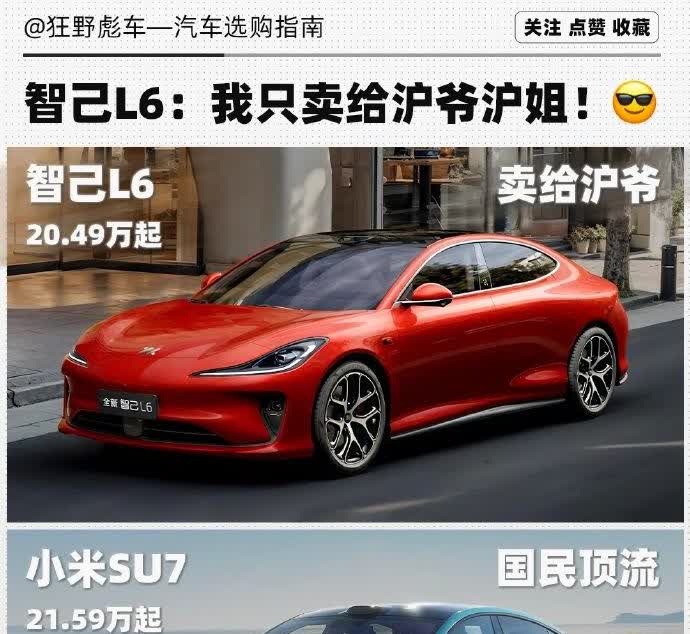 全新智己L6昨天上市了，都是20万级纯电轿车，和小米SU7比，你选谁【来自懂车帝