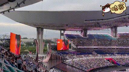 我的老天奶，全运会开幕，放眼望去到处都是樊振东的大屏！
规模宏大的开幕式现场，四