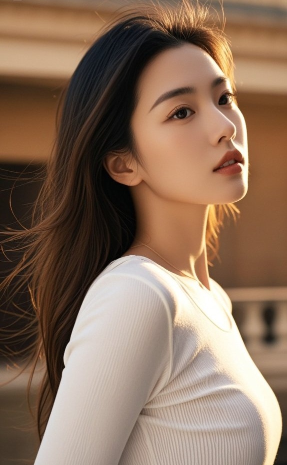 温柔美女轻捻衣角，风情万种入梦来