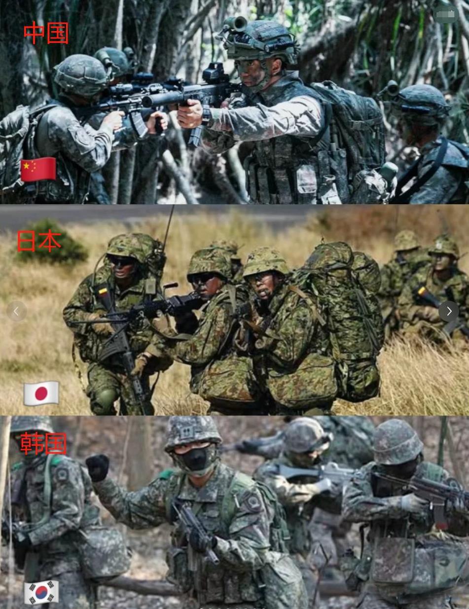 中、日、韩（东ya怪物房）军人对比！我们的军人最帅，还是曾经的那个眼神。
中、日