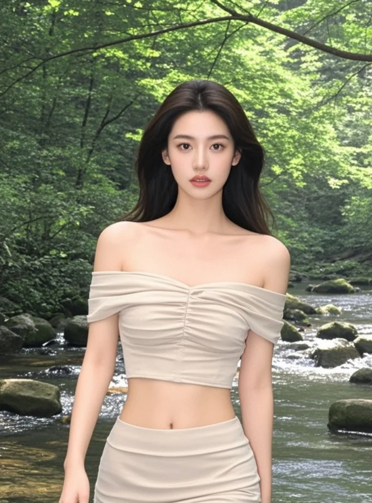 水声淙淙，她低眉浅笑胜诗篇
