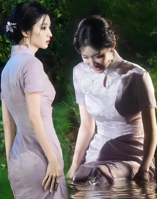 王楚然旗袍，这种藏而不露才能更显出成熟女人的身材。
