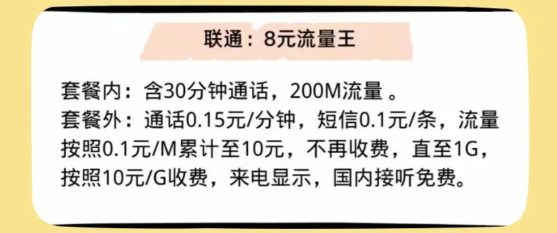 8元套餐短信多少钱