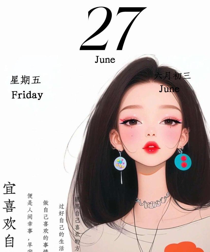 周⑤  
能用自己喜欢的方式
过好自己的生活
做自己喜欢的事情
便是人间幸事！
