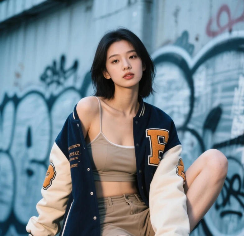 在水泥森林种玫瑰——棒球夹克酷妹的温柔反差