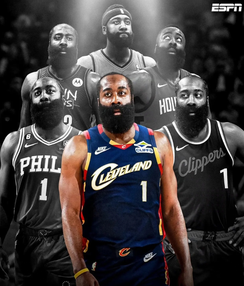 5年5队，哈登的颠沛冲冠路，看哭无数球迷！
自2021年起，哈登已换队5支：火箭