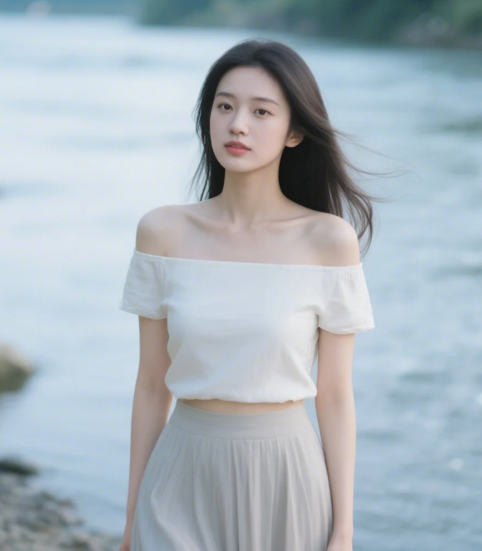 伊人水岸处光影绘流水潺潺