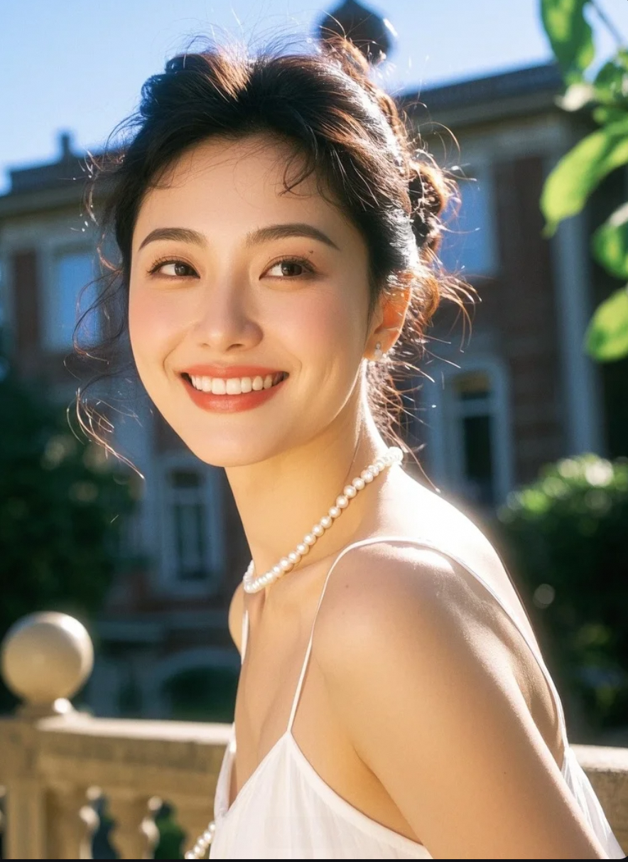 她把少女心戴在身上，好似珍珠一般光亮。