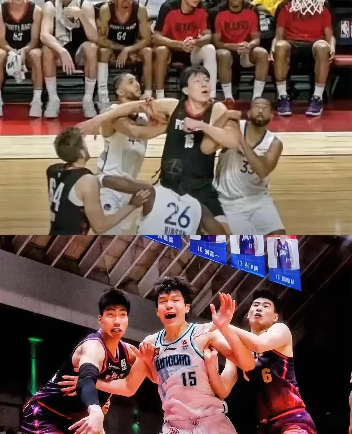 杨翰森首场比赛既上演名场面，一人内线独扛勇士两的内线，在对抗能力上完全不输给对手