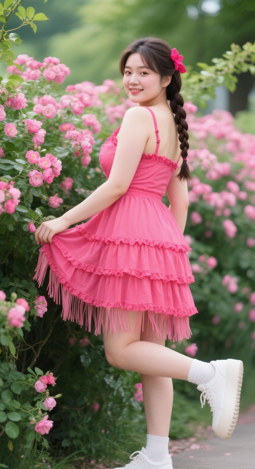 肉感美眉花园拍照甜辣兼备