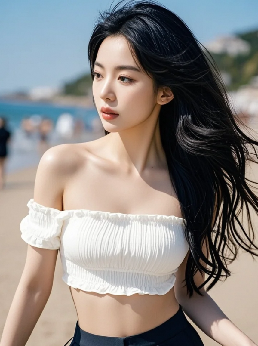 她的笑容比海浪还温柔，让我一整个沦陷