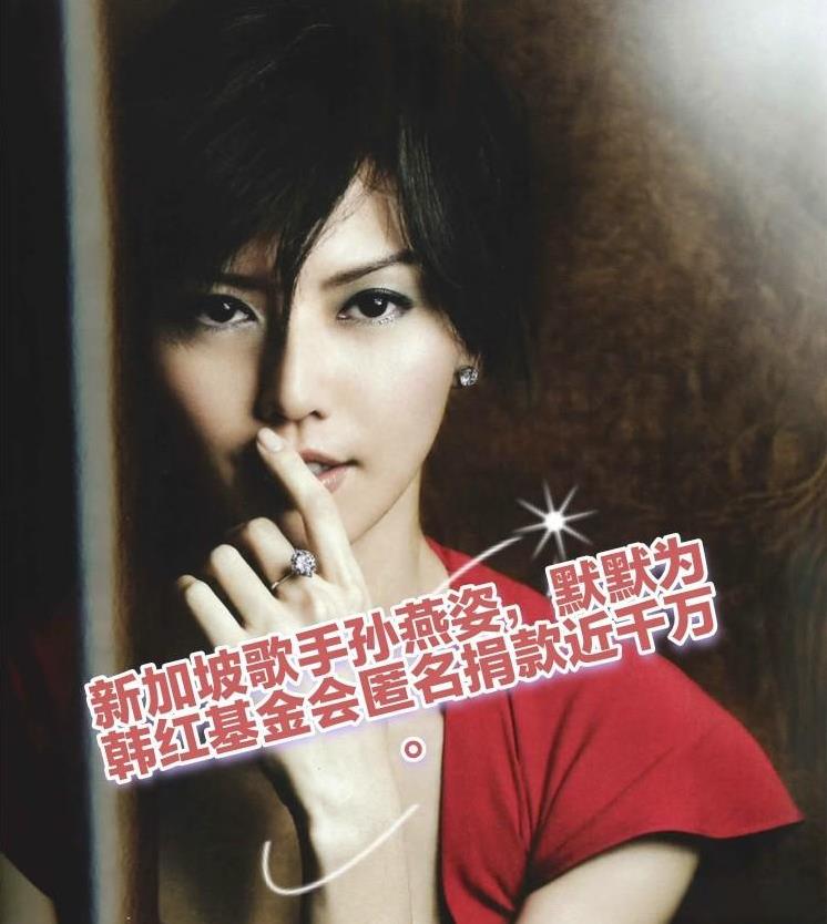 一个新加坡歌手，匿名为韩红慈善基金会默默捐款近千万，这让之前台湾那个诈捐的知名女