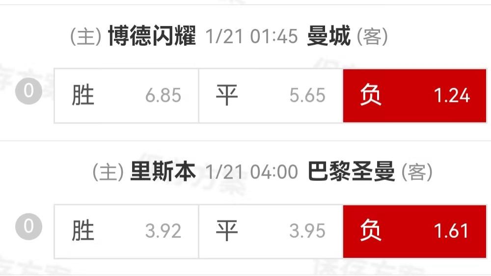 {一脚球}竞彩推荐：博德闪耀VS曼彻斯特城+里斯本竞技VS巴黎圣耳尔曼