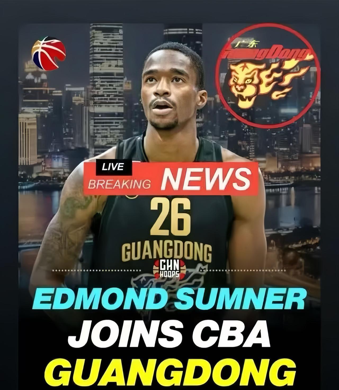 广东宏远男篮第四个外援？
CBA得分王萨姆纳社媒转发了自己加盟广东宏远的动态。