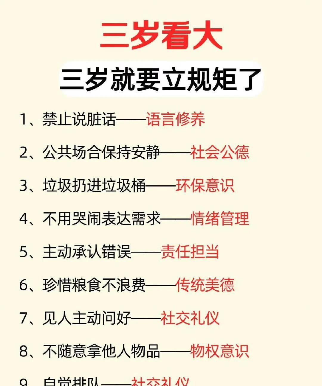 三岁看大，立规矩培养好习惯！