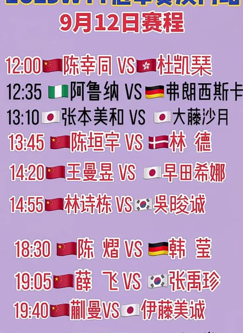 明天澳门冠军赛的赛程，不单单是国乒，外协会的比拼也是应该很精彩的，尤其是晚上，周