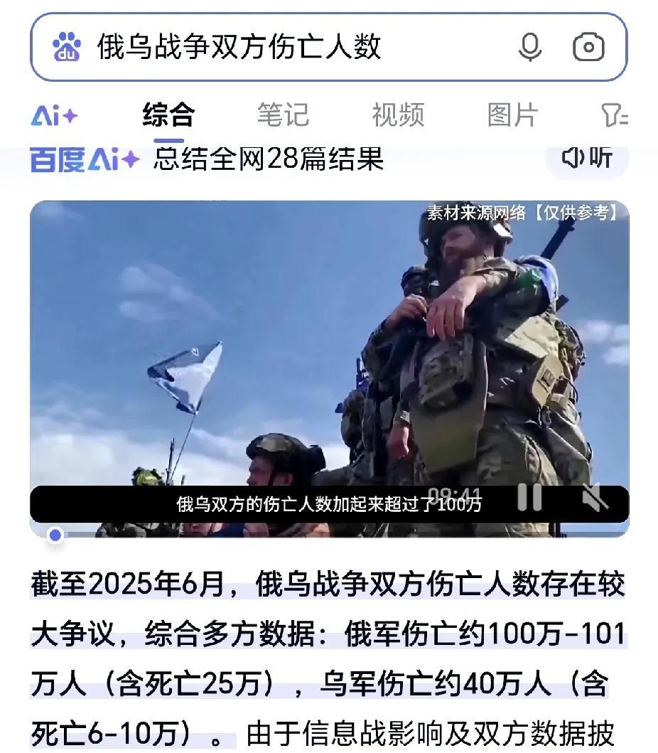 这简直开玩笑了，大俄伤亡人数超过百万，乌军才40万左右，简直不可置信。
大俄作为