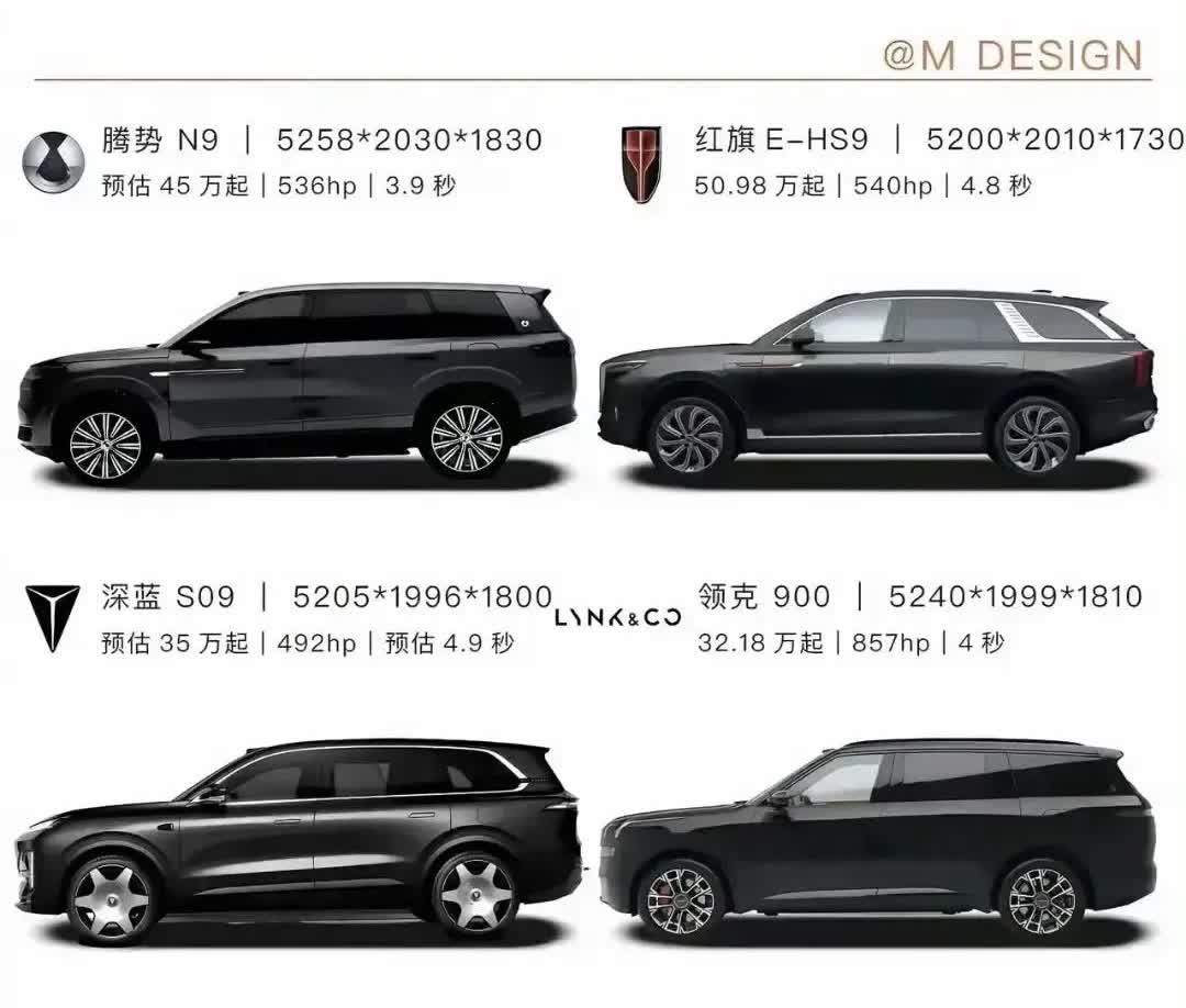 深蓝S09，可能是一个被轮毂影响了颜值的大中型SUV。车长5米2+，售价30W+