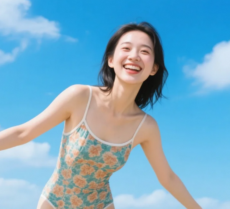 波光粼粼的海边，我的笑容只为你绽放