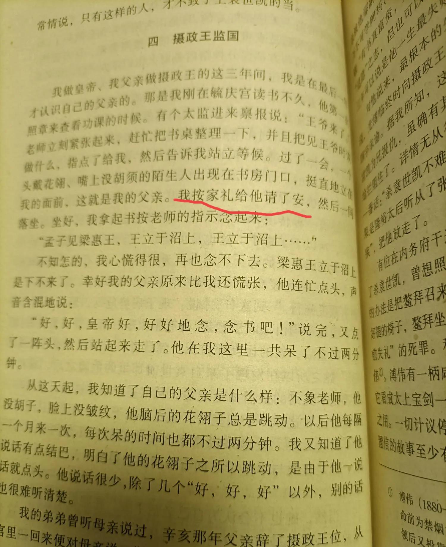 末代皇帝溥仪和亲爹载沣如何行礼？溥仪《我的前半生》有答案！



  溥仪，作为