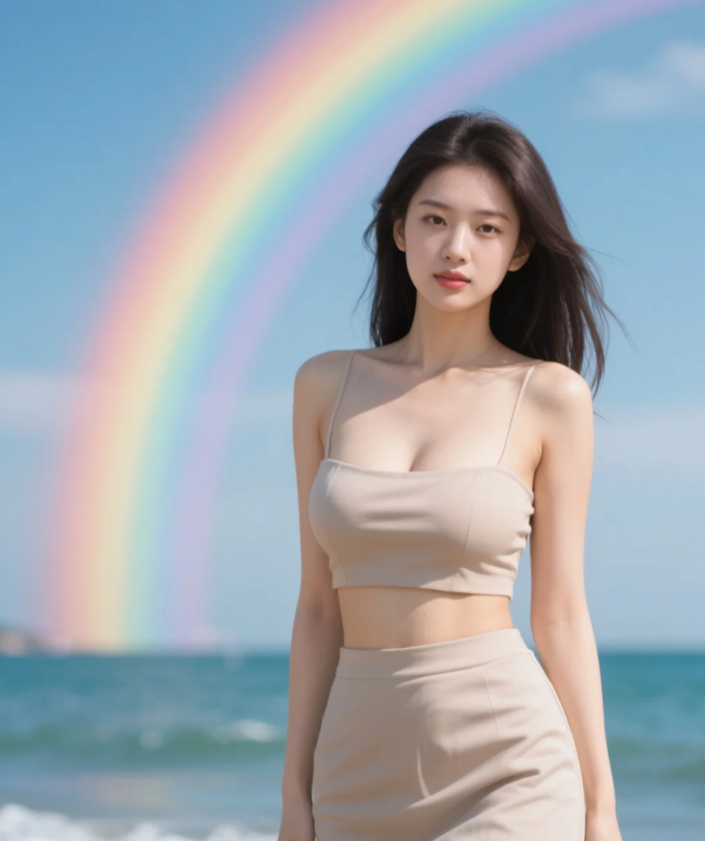 她在海与天之间张望，等一场不期而遇的光。