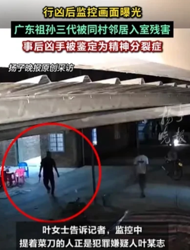 广东廉江，女子家和邻居无冤无仇，邻居竟然拿着菜刀，闯进女子家，女子那70多岁的母