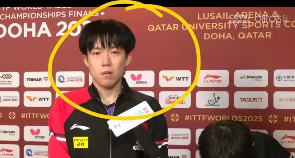 王楚钦和莎莎虽然赢了比赛
但是王楚钦真的太委屈了
赛后采访王楚钦这个表情都快哭了