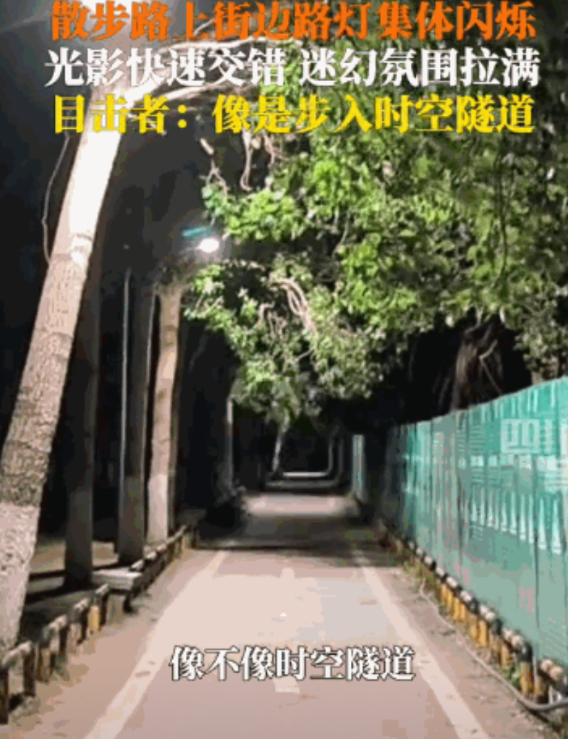 “比电影还魔幻！”近日，沈阳一男子夜晚外出散步时，撞见前方路段的路灯突然集体闪烁