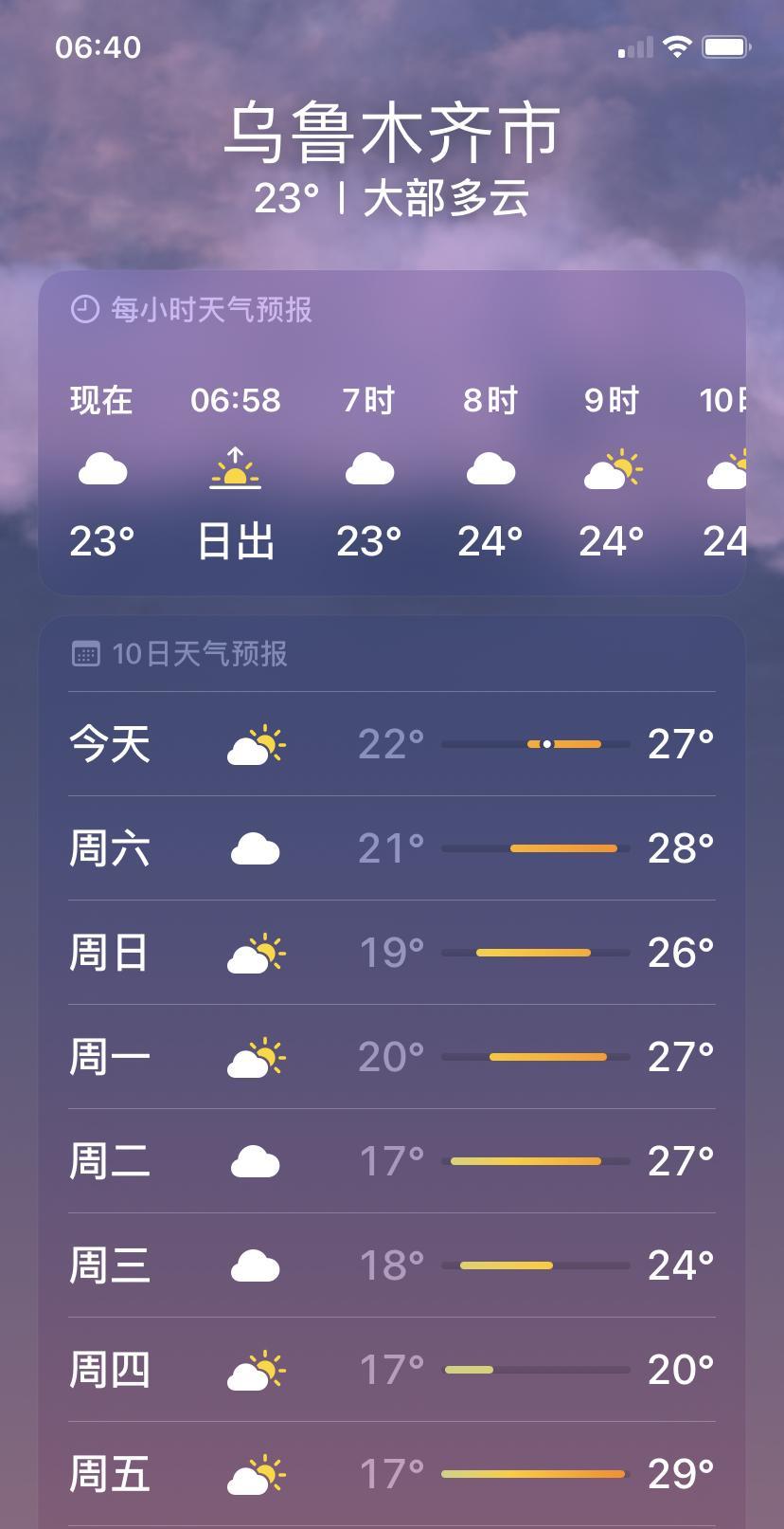 乌鲁木齐的天气越来越凉爽了！
        这一个礼拜，高温终于要离开乌鲁木齐