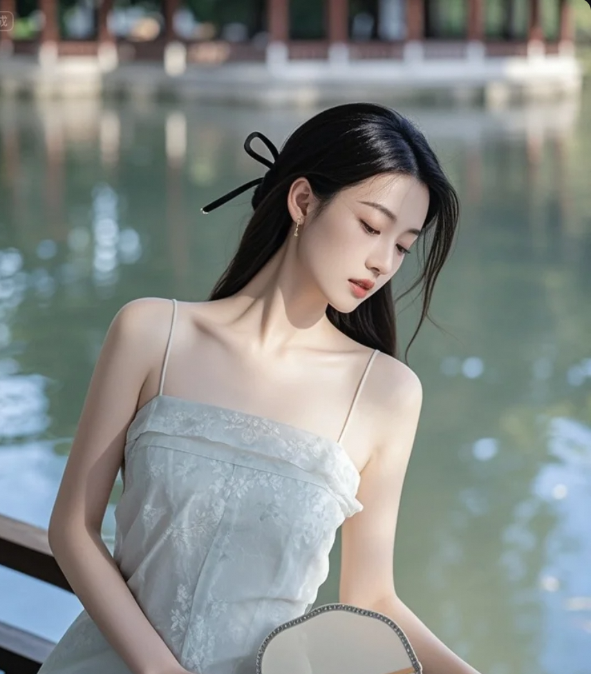 她不动，却让整个湖面泛起涟漪