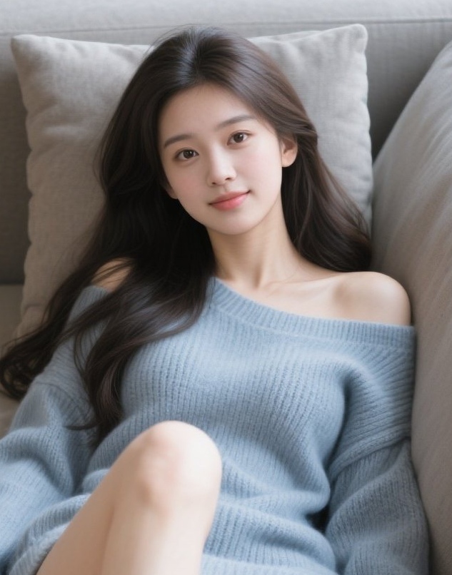清新系美眉沙发照，治愈笑容暖人心