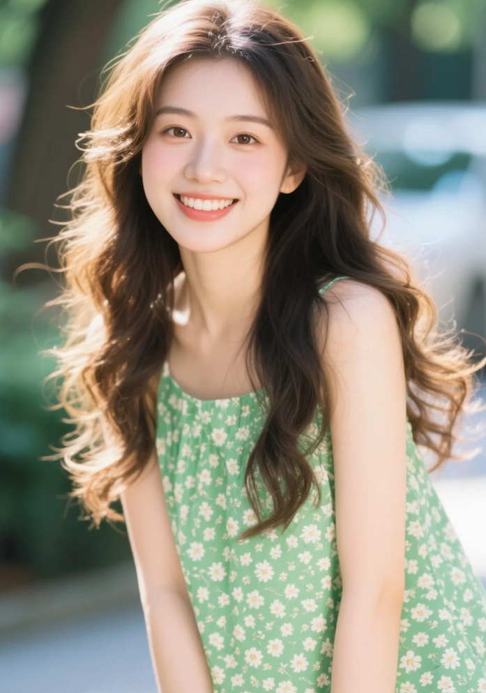 自信的女孩，连影子都闪闪发光。