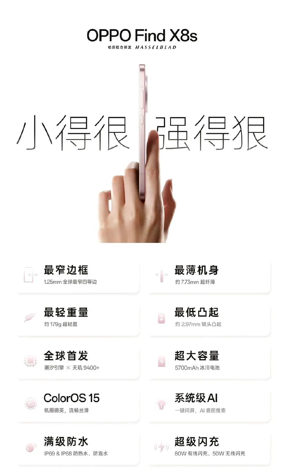 OPPOfindX8s基本上的配置都在这里了[奸笑]算不算6.3英寸最强小屏机？