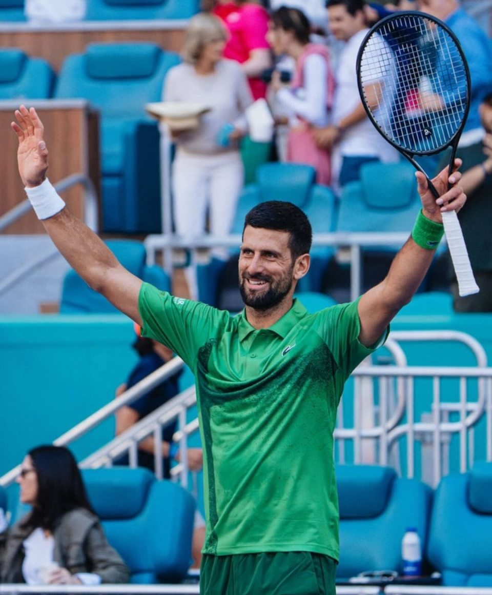 北京时间3月24日，ATP1000迈阿密大师赛第三轮，德约科维奇以2-0战胜卡拉