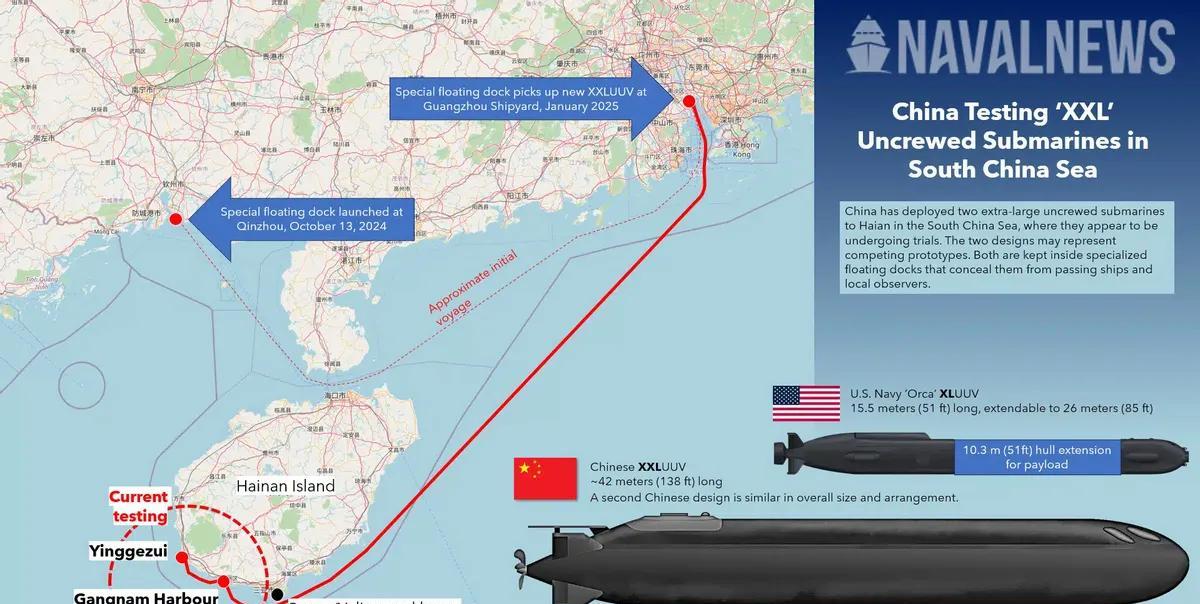 美媒：9.3阅兵后，解放军疑似在南海部署全球最大无人潜艇
当地时间24日，美国“
