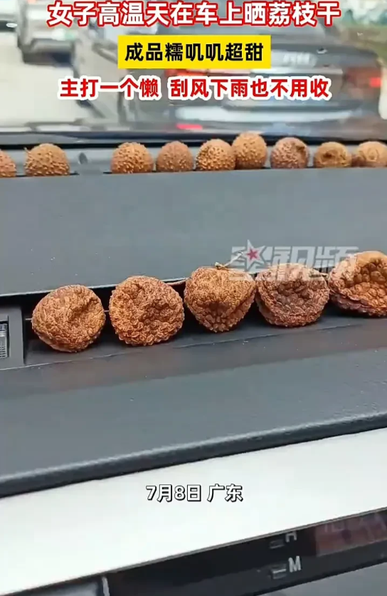“人怎么能这么聪明！”广东，一女子想要晒荔枝干，可近期天气又是阴晴不定，不能放在