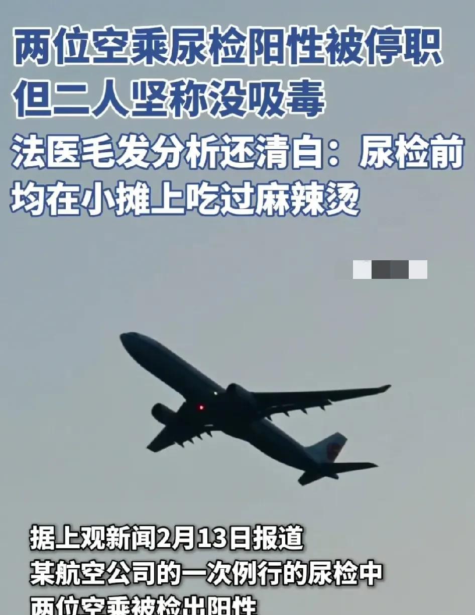 难怪摊上的麻辣烫那么好吃，越吃越上瘾！两名空乘人员尿检时呈现阳性被停职，但是两人