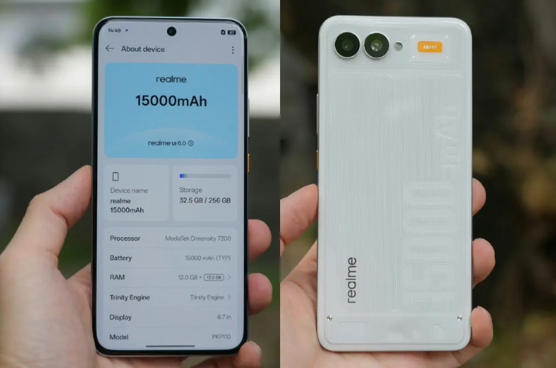 真我15000mAh新机曝光，从系统UI来看，这款手机似乎就叫“15000mAh